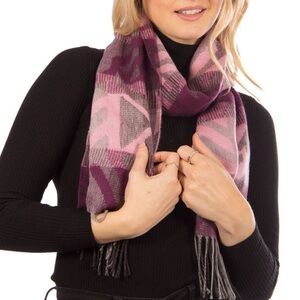 Cejon Pink and Purple Patterned Scarf Made in Italy New With Tag